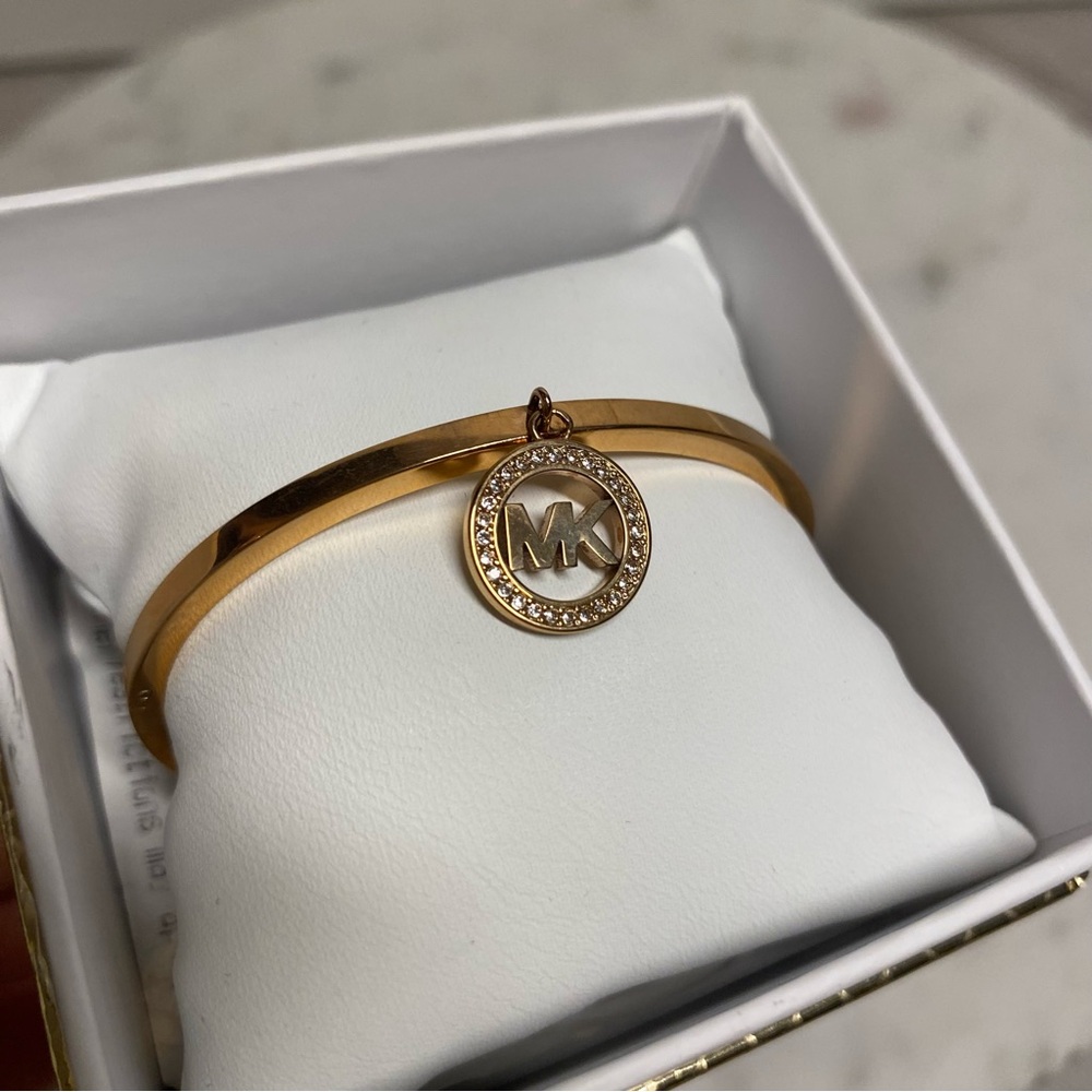 Michael Kors Gold-Tone Bracelet with Logo Charm